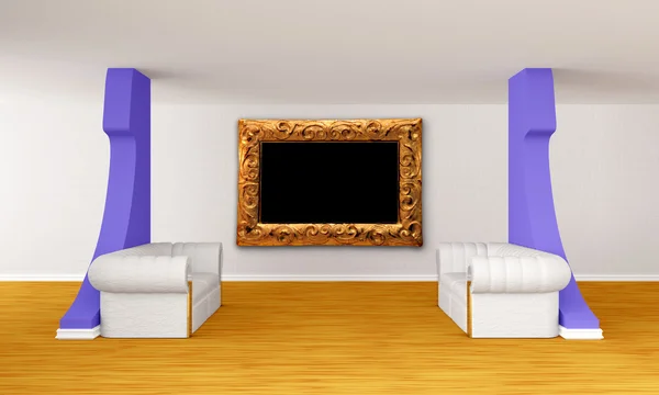 豪華なソファがギャラリーのホール — ストック写真