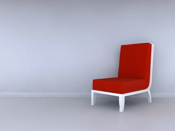 Alleen rode stoel in minimalistische interieur — Stockfoto