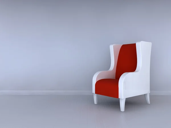 Chaise bleue solitaire à l'intérieur minimaliste — Photo