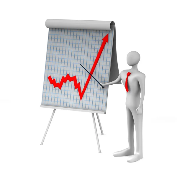 Person pointing at graph on whiteboard — Stock Photo, Image
