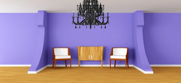 Modern room with black chandelier — Stock Photo, Image