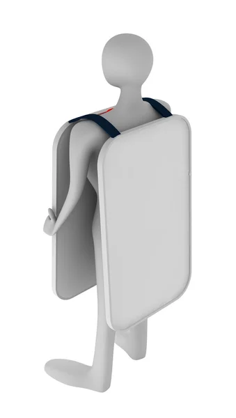 3d person holding a blank board — Stock Photo, Image