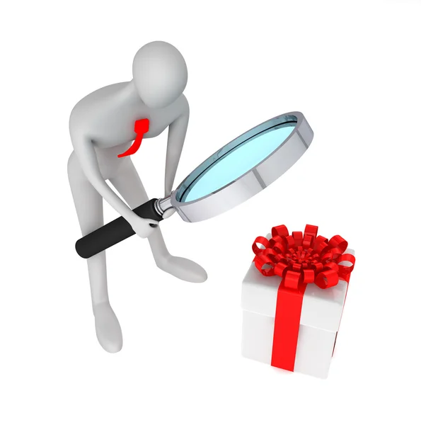 3d person searching a present — Stock Photo, Image