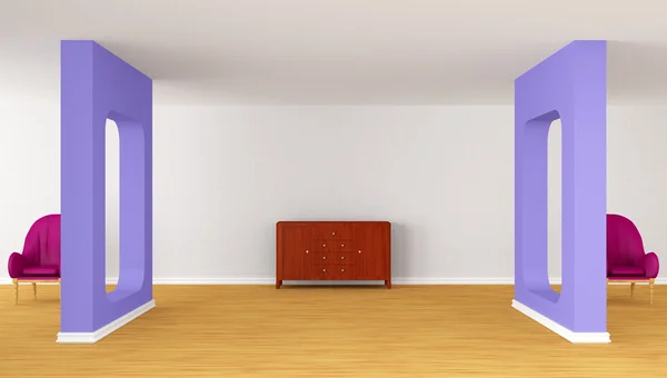 Galleriets hall med stolar och byrå — Stockfoto