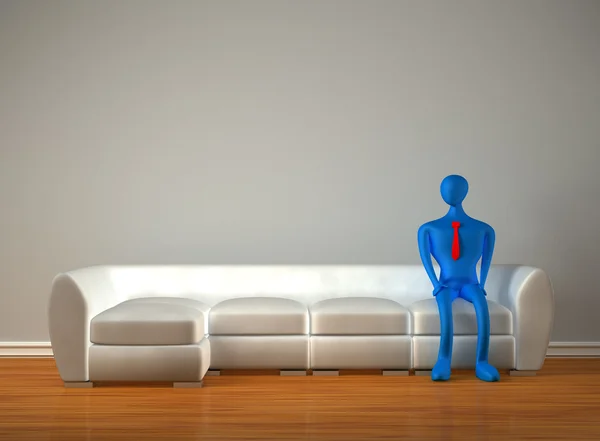 Alone 3d person waiting for admission — Stock Photo, Image
