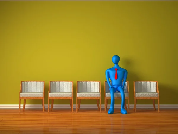 Alone 3d person waiting for admission — Stock Photo, Image