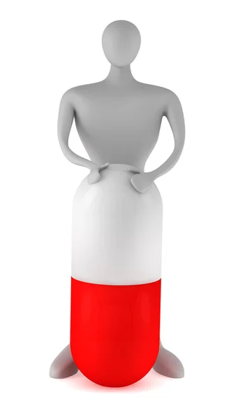 3d person with a pill — Stock Photo, Image