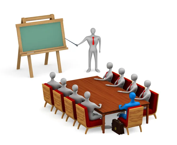 Groep van 3d personen op de vergadering — Stockfoto