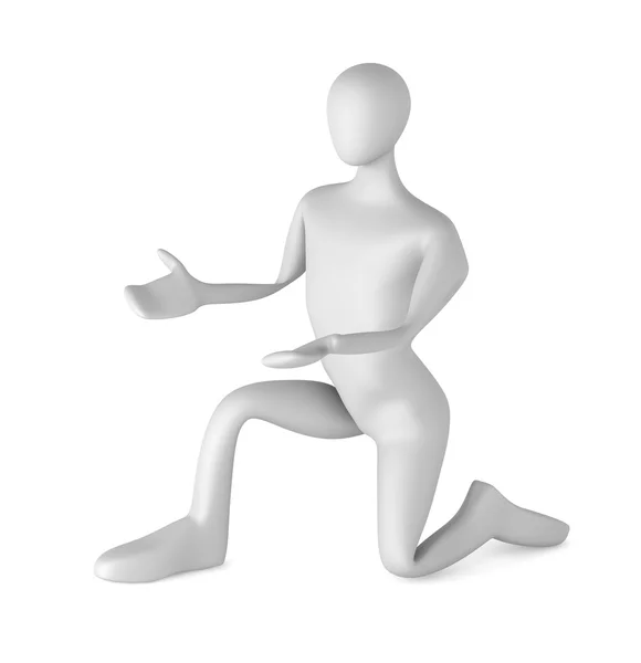 3D muž na kolenou natahuje ruce — Stock fotografie