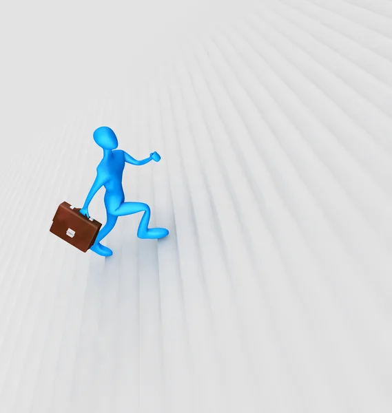 3D людина, що піднімається по сходах — стокове фото