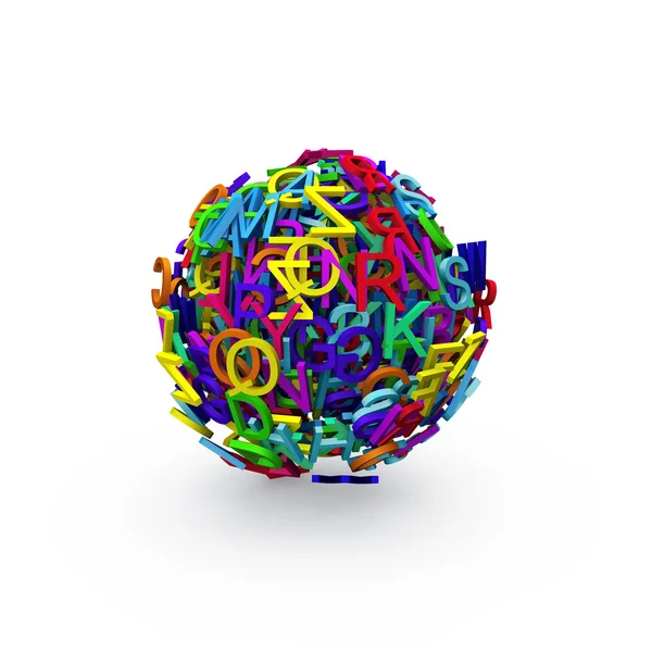 Colorful 3d sphere of letters — Stock Photo, Image