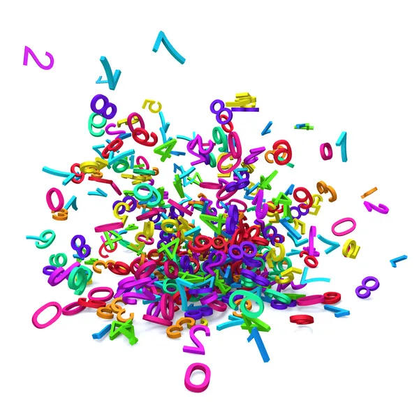 爆炸的多彩 3d 数字 — 图库照片