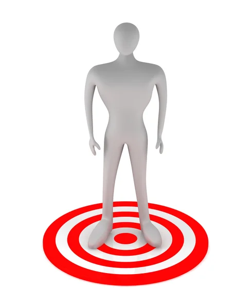 3d man standing on the red target — Stock Photo, Image