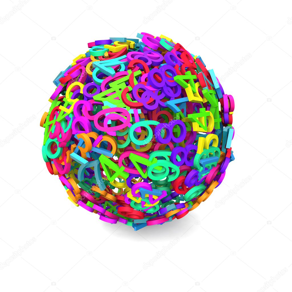 Colorful 3d sphere of numbers