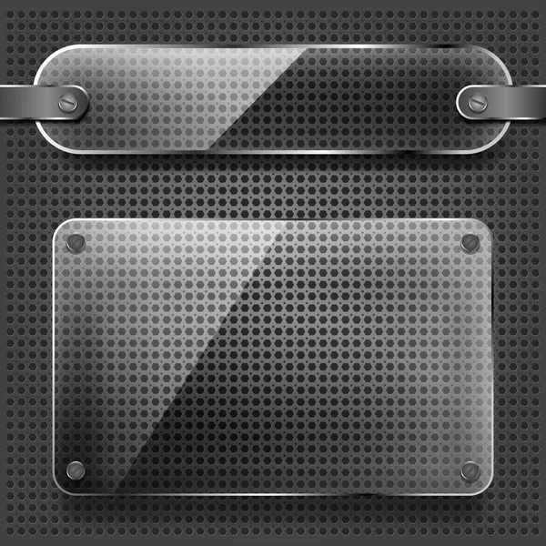 Γυάλινες πλάκες διαφάνεια στο μεταλλικό φόντο — Διανυσματικό Αρχείο