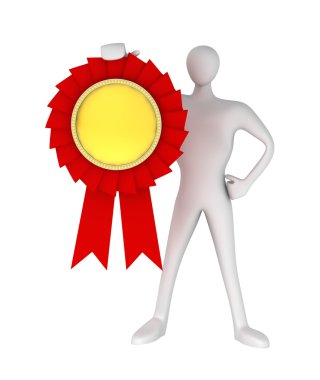 3D man with an award medal clipart