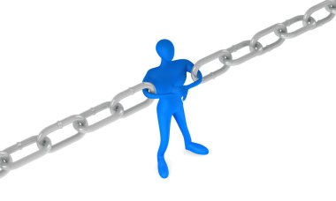 3d man holding a chain together clipart