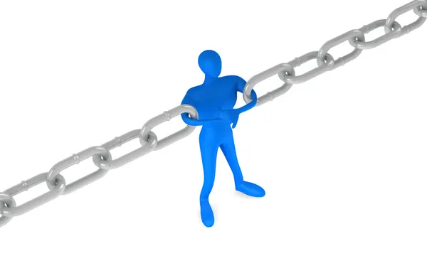 stock image 3d man holding a chain together