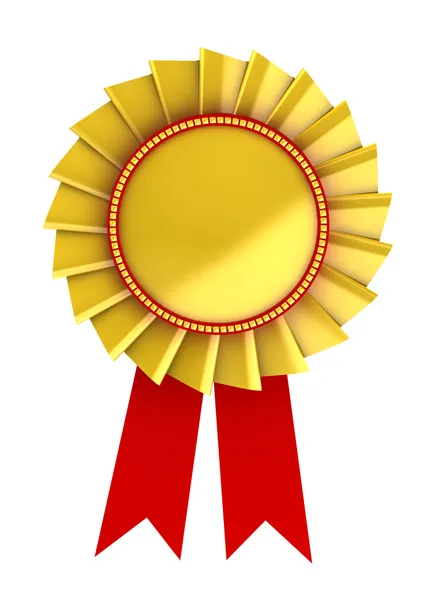 3D-Abbildung der goldenen Auszeichnung auf weißem Hintergrund — Stockfoto