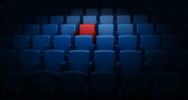 Auditorium met één gereserveerde zitplaats — Stockfoto