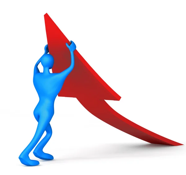 3d man turning the arrow on the upside — Stock Photo, Image