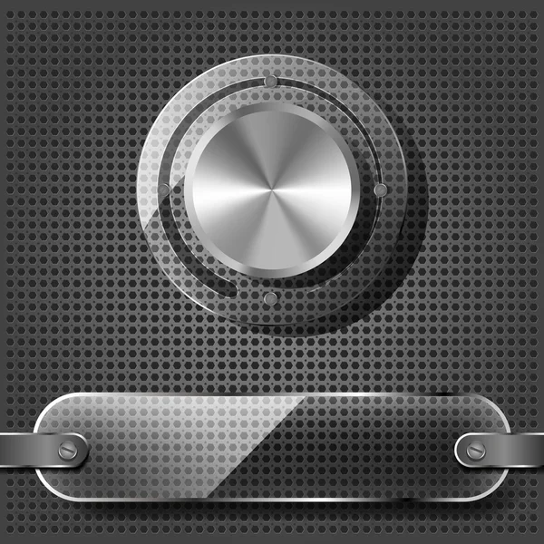 Chrom-Lautstärkeregler mit Transparentplatte auf der metallischen Rückseite — Stockvektor