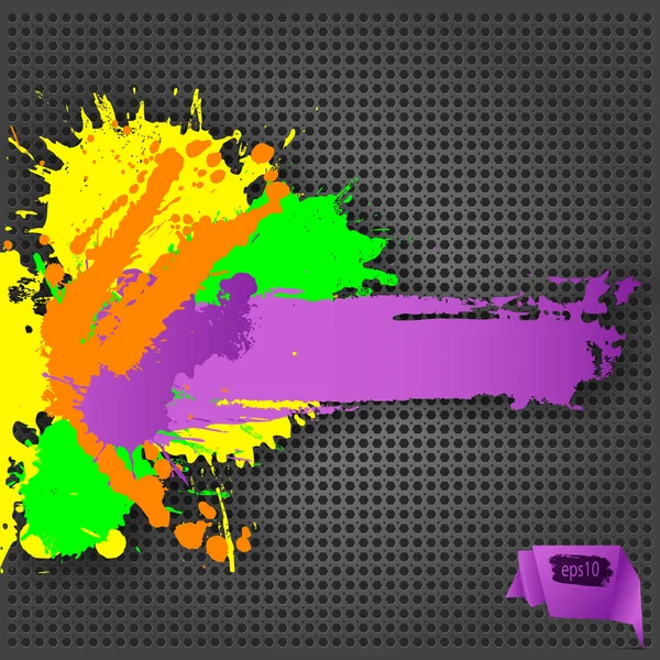 Grunge boş afiş üzerinde metalik renkli sıçraması ile — Stok Vektör