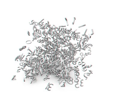 Stereoscopic image of exploded 3d numbers clipart
