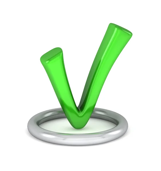 3d green tick sign — Stock Photo, Image