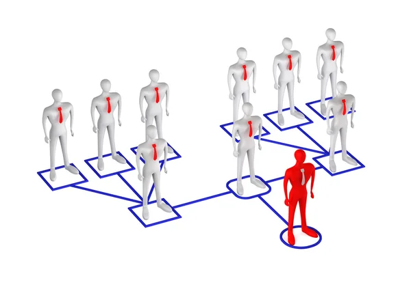 3D człowieka w strukturze stosunków korporacyjnych — Zdjęcie stockowe