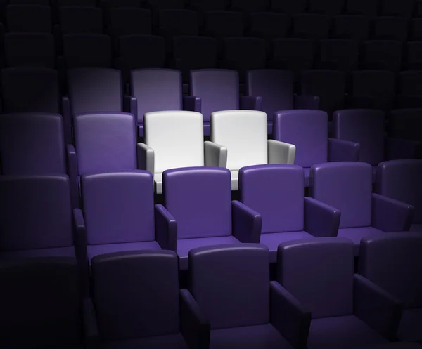 Auditorium mit zwei reservierten Plätzen — Stockfoto