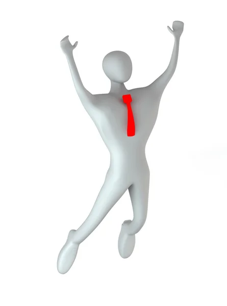 3d person happy jumping — Stock Photo, Image