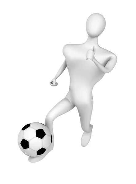 白い背景の上のボールとサッカーの選手 — ストック写真