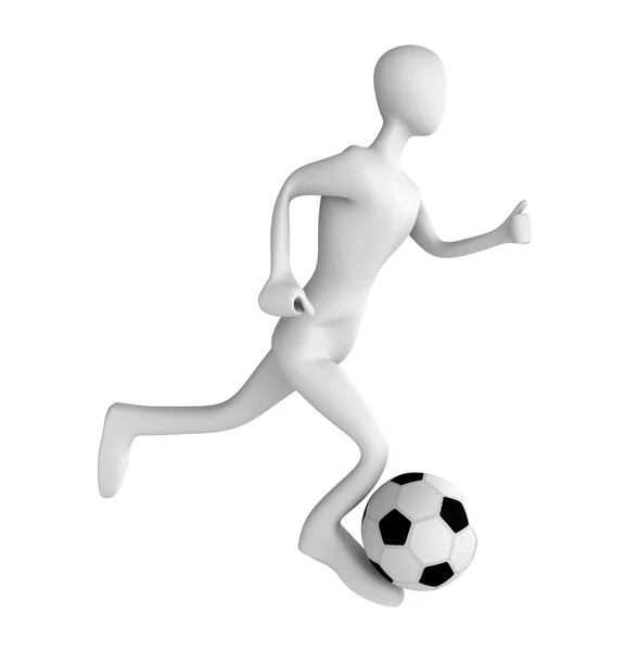 Voetbalspeler met bal op witte achtergrond — Stockfoto