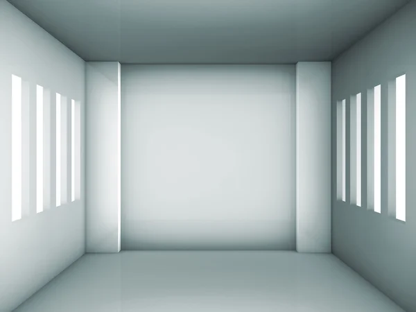 Interior cinza vazio com janelas — Fotografia de Stock