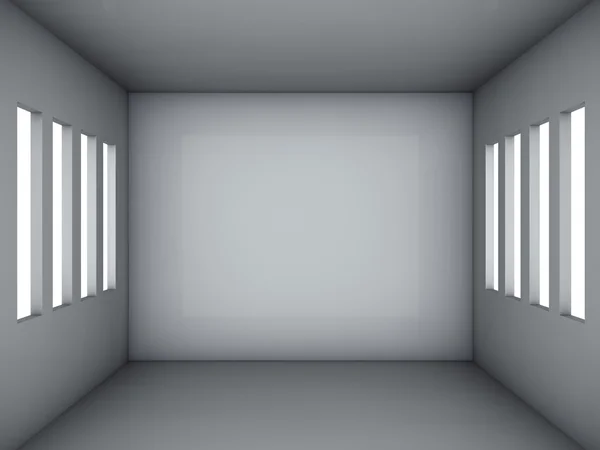 Empty gray interior with windows — Stock Photo, Image