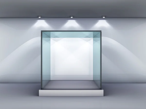 Escaparate de vidrio vacío en la galería — Foto de Stock