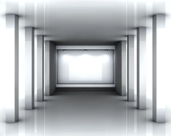 Nicho vacío 3d con proyectores para exposición en el brillante interio — Foto de Stock
