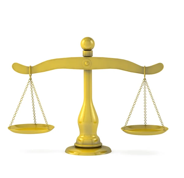 stock image Golden scales of justice on a white background