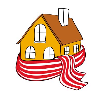House wrapped in a scarf clipart