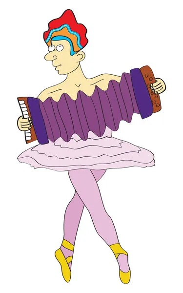 Mignon danseur de ballet masculin avec accordéon — Image vectorielle