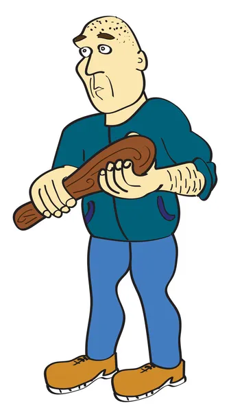 Vecteur homme avec bâton en bois — Image vectorielle