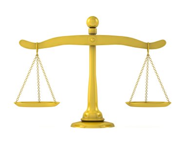 Golden scales of justice on a white background clipart