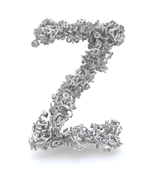 Форма буквы Z сделанная из 3d букв — стоковое фото