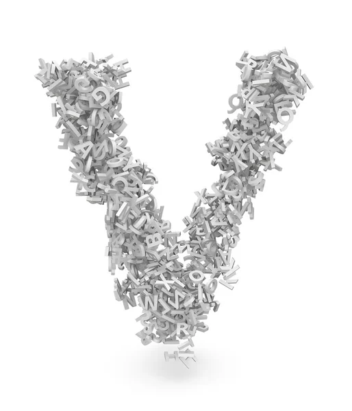 Forma da letra V feita de letras 3d — Fotografia de Stock