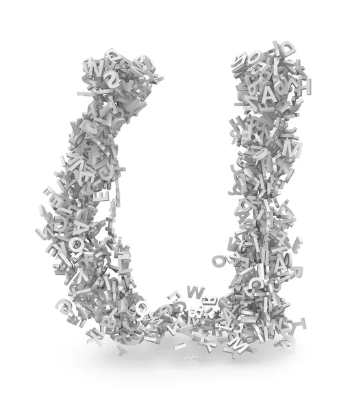 Shape of letter U made from 3d letters — Stock Photo, Image