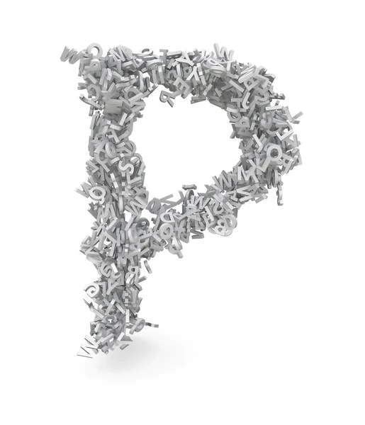 Shape of letter P made from 3d letters — Stock Photo, Image