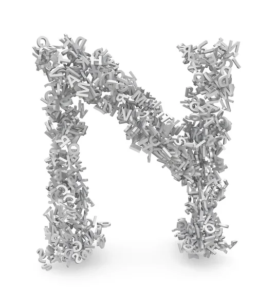 Vorm van letter n gemaakt van 3D-letters — Stockfoto