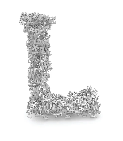 Formen på bokstaven l tillverkad av 3d bokstäver — Stockfoto