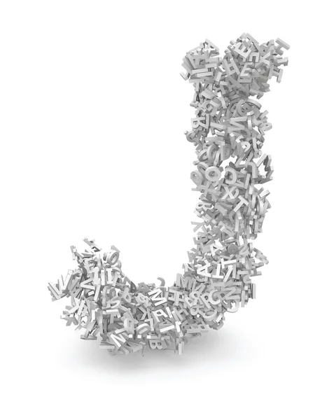 Forma da letra J feita a partir de letras 3d — Fotografia de Stock